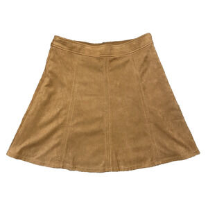 Loft Skirt Womens Size 2P Camel Tan Faux Suede Flippy Mini A Line Preppy Office